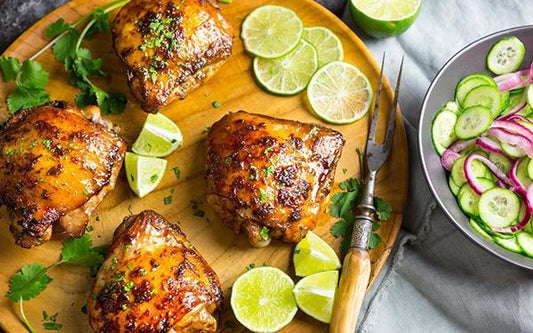 Cooked Chicken Thighs with Garnish