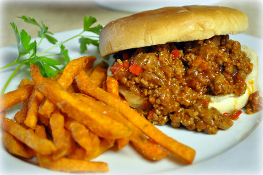 Sloppy Joe w/ GF Bun & Sweet Potato Fries