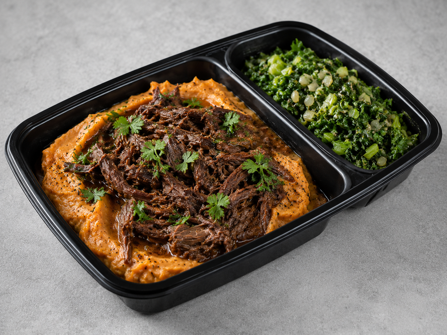 Barbacoa Beef with Roasted Yam Puree