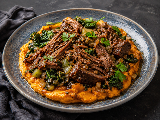 Barbacoa Beef with Roasted Yam Puree