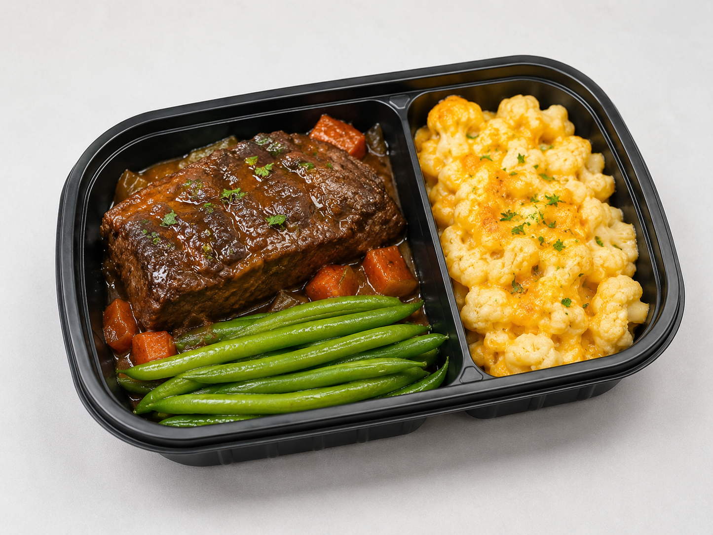 Braised Short Ribs w/ Cauliflower Mac & Cheese