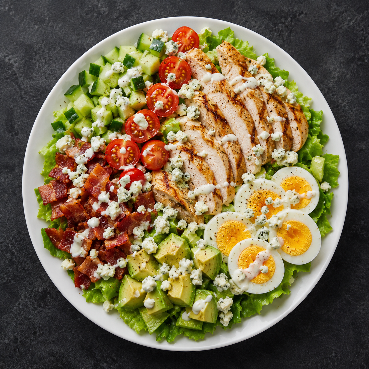 Grilled Chicken Cobb Salad Bowl with Avocado & Turkey Bacon