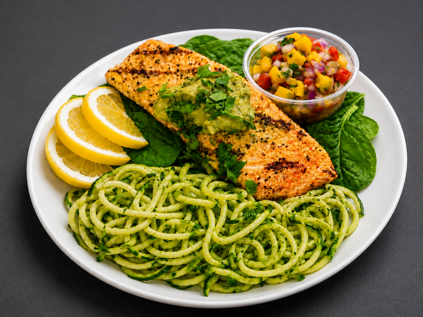 Grilled Salmon Zoodle Plate