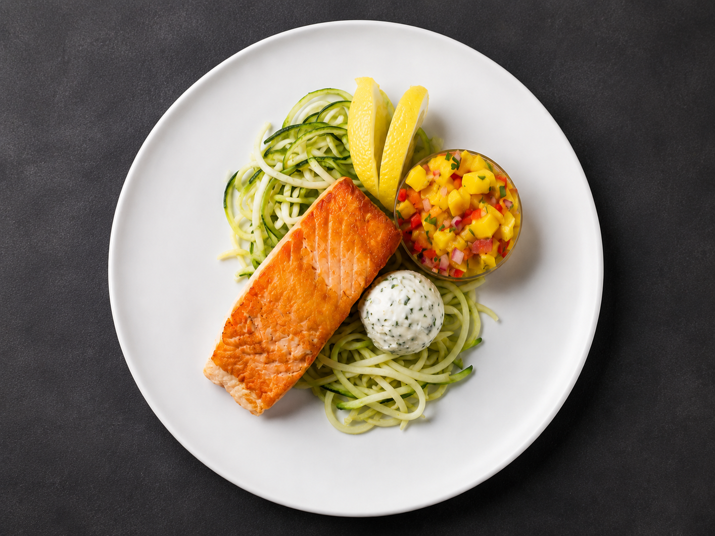 Grilled Salmon Zoodle Plate
