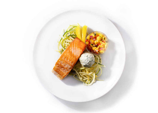 Grilled Salmon with Zucchini “Noodles"