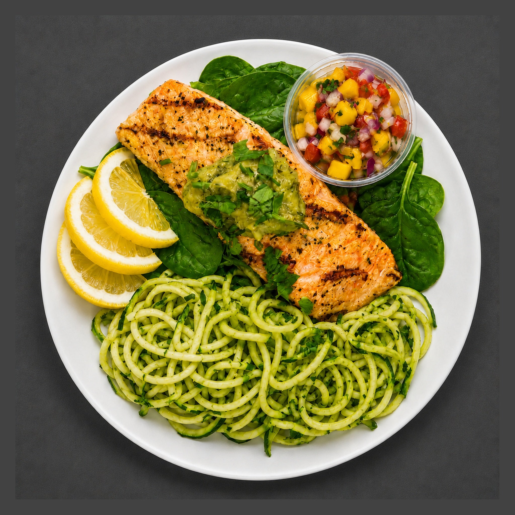 Grilled Salmon with Zucchini “Noodles"