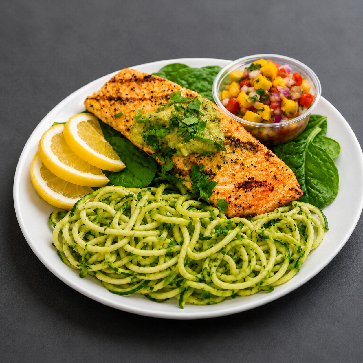 Grilled Salmon Zoodle Plate