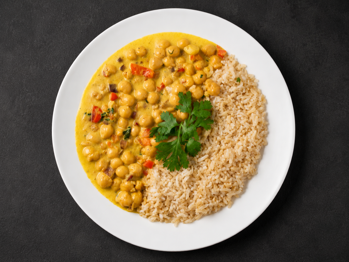 Indian Style Chickpea Curry Bowl with Brown Rice