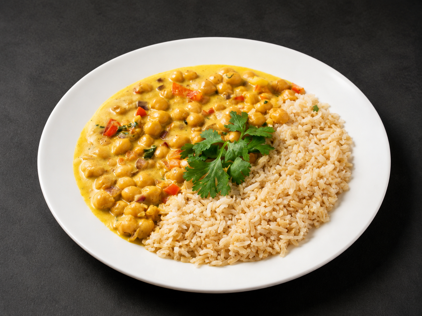 Indian Style Chickpea Curry Bowl with Brown Rice