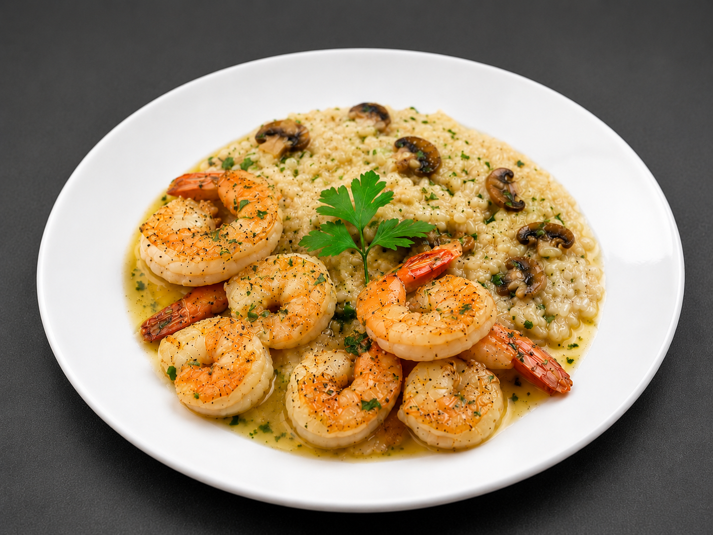 Jumbo Shrimp Scampi with Mushroom Risotto