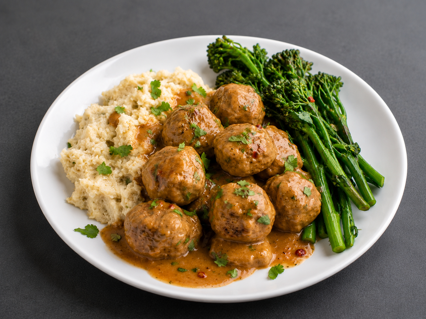 Thai Turkey Meatballs with Cauliflower Mash