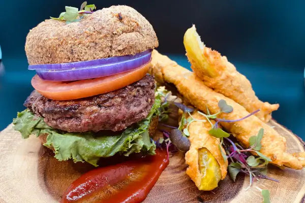 Wagyu Beef Burger with Fried Pickles