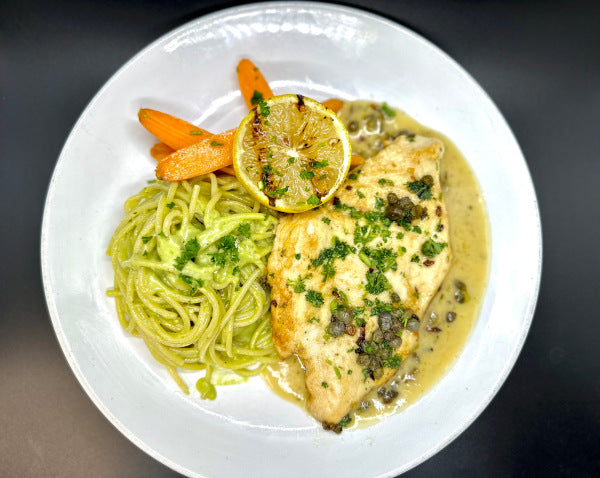 Chicken Piccata with Spaghetti Pesto 2