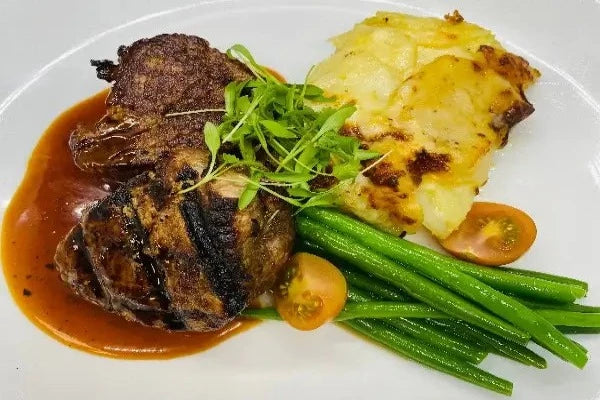 Filet Mignon Medallions with Potato Au Gratin