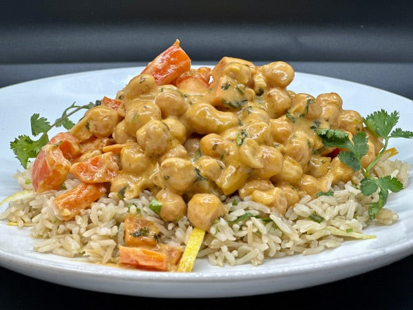 Indian Style Chickpea Curry Bowl with Brown Rice 1