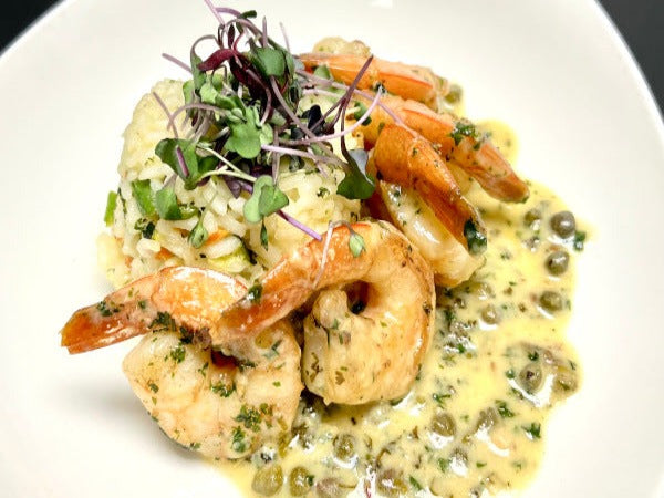 Jumbo Shrimp Scampi with Mushroom Risotto